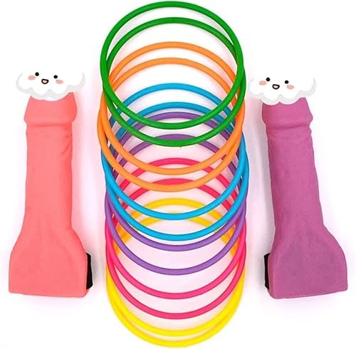 Jeu de Lancer d'Anneaux Lot de 12 Anneaux Plastique Toss Jeu Set pour Family Jeux d'extérieur Jardin Party Fêtes Carnaval Multicolore Adultes Enterrement de Vie de Jeune Fille