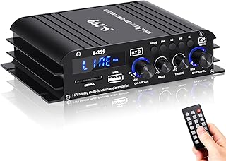 S299 Max 800W Bluetooth Home Audio Amplifier, RMS 40Wx4 4.1CH Bluetooth Power Amplifier with Active Subwoofer, Sound Audio System w/AUX, Headphone Jack, USB, SD, Remote Control - Suacopzar
