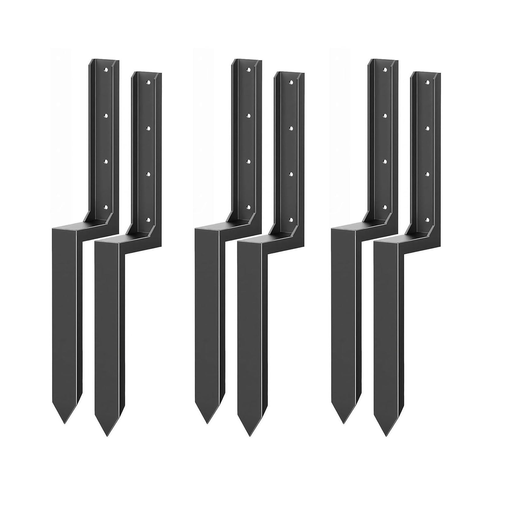 LQSYBHD Heavy Duty Steel Fence Post Repair Stake Fence Post Repair Kit Post Anchor Fence Post Spikes for Tilted or Broken Wooden Posts Wooden Posts for Garden(Size:6pcs)