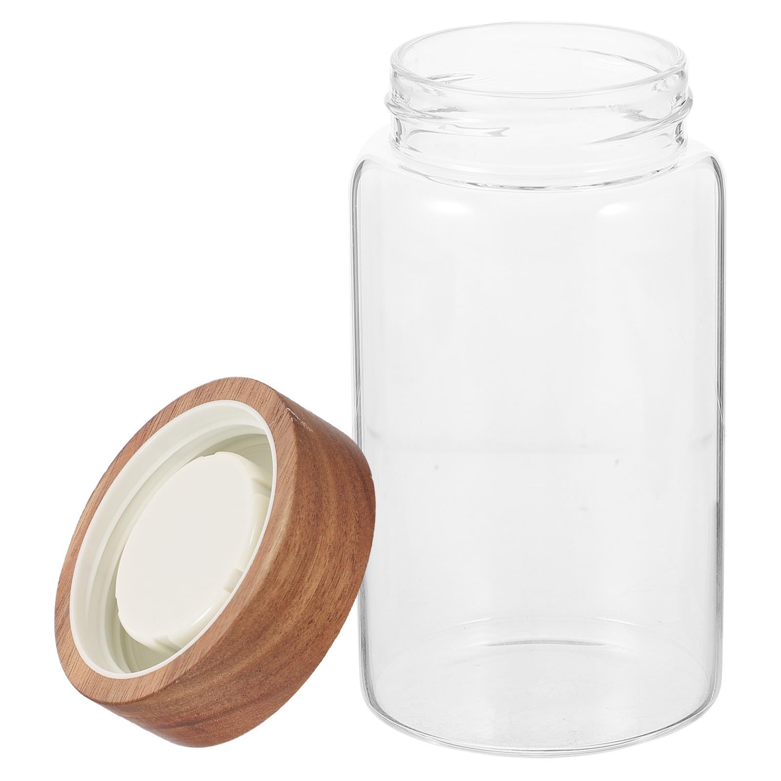 Tarro de vidrio borosilicato de 580ml con tapa de acacia para organizar café y especias