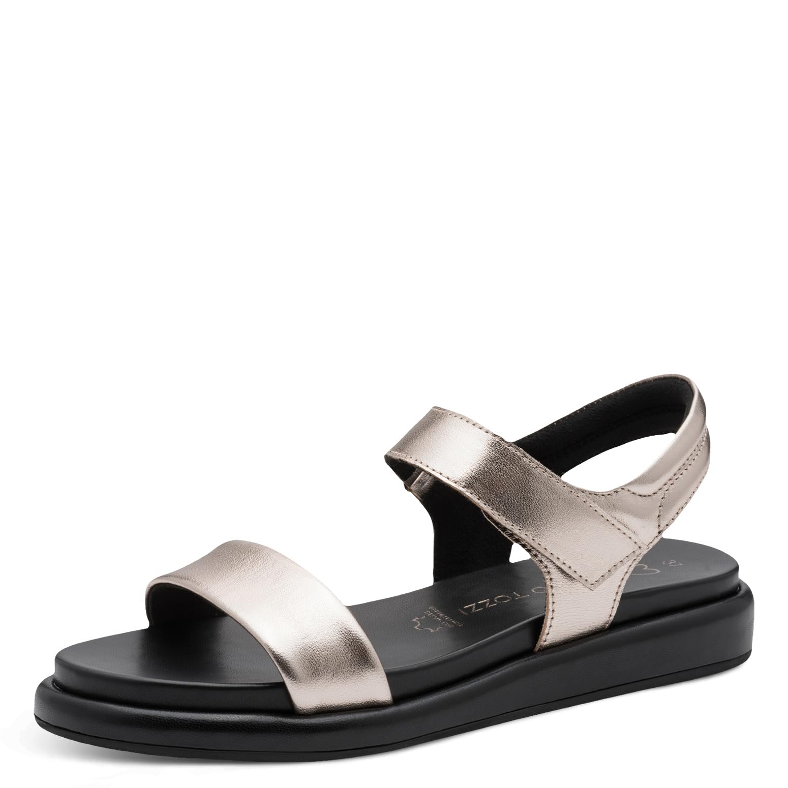 MARCO TOZZI Women's Sandal soft Feel Me footbed Leather soft lining Modern, metallic (PLATINUM COMB), 7.5 UK