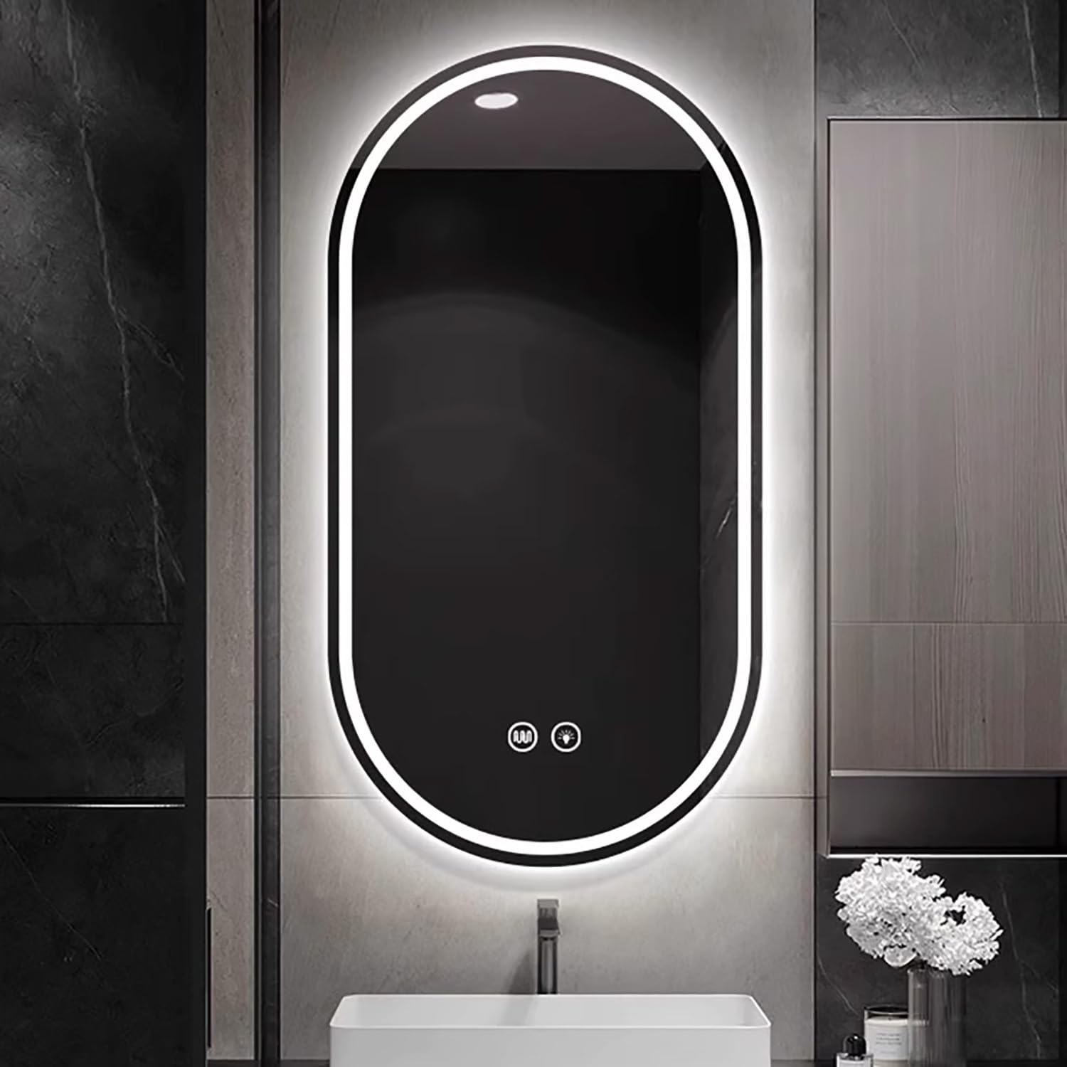 WJFTODAY Dimmable Oval LED Bathroom Mirror with Anti-Fog, Lighted Wall Vanity Mirror, Decorative Hanging Mirrors in 24x48 inch, 3 Color Options - Perfect for Modern Bathrooms