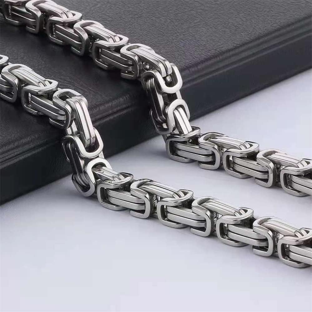 3PC Stainless Steel Necklace Bracelet Watch Set Vintage Calendar Business Classic Men's Watch Hip Hop Necklace Does Not Fade High-Grade Accessories Jewelry Set for Men (Silver 3PC)