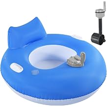Electric Pool Float Chair with Dual 66W Motors Motorized Pool Lounger 0.5m/s Speed Waterproof PVC Inflatable Floating Propeller Chair for Backyard Pools Beach Vacations