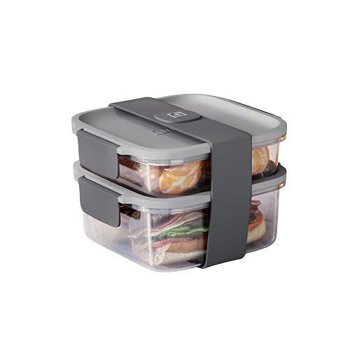Electrolux Kit ​Potes Marmita de Plástico Cinza, 1,55L, 2 Potes, Lunchbox