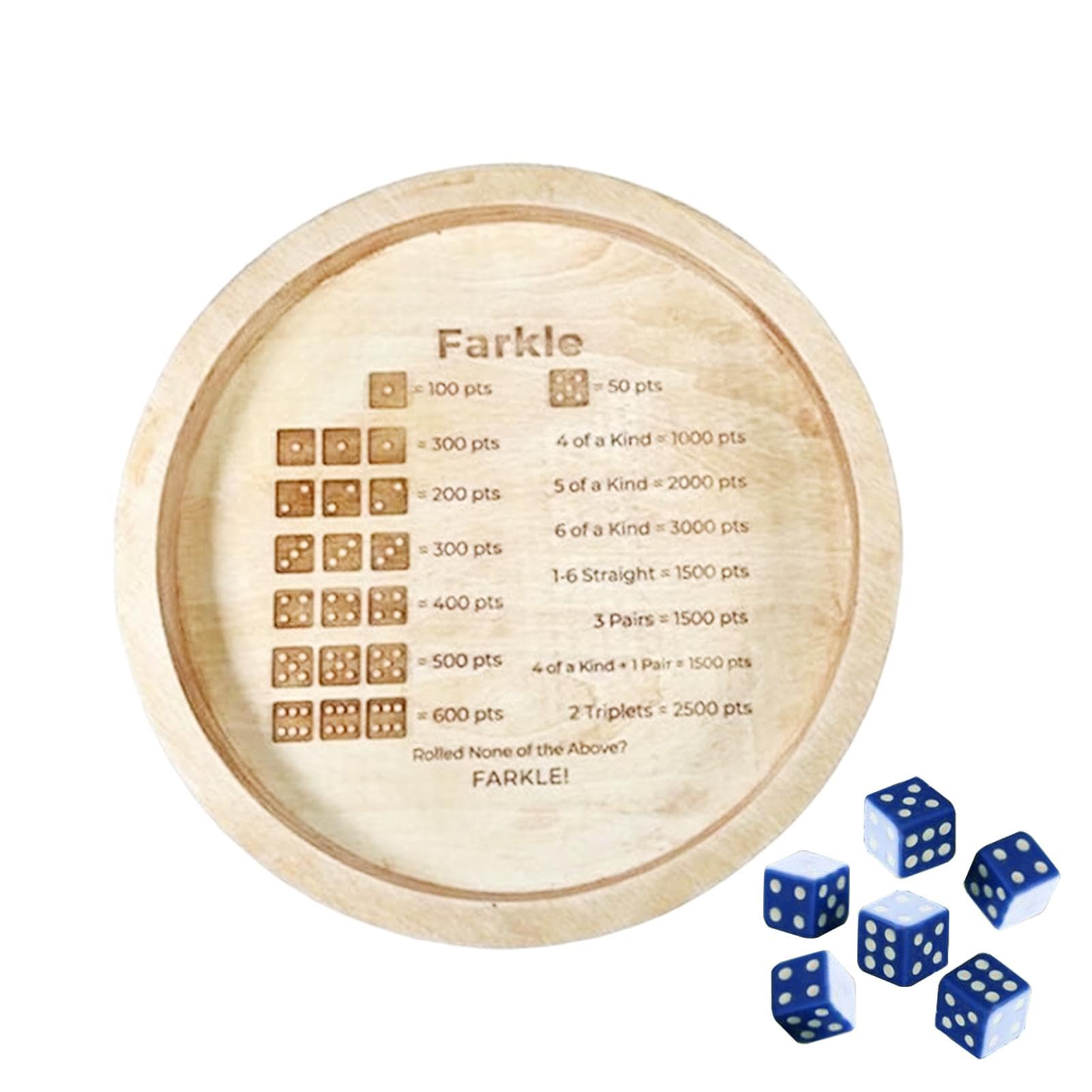 Dice Holder Tray - Round Wooden Dice Tray, Dice Game Tray | Dice Holder Tray Dice Board Game Tray Sheet Score Pad, Tabletop Round Dice Tray with Dice, Friends Gathering, Camping, Travel, Family Night