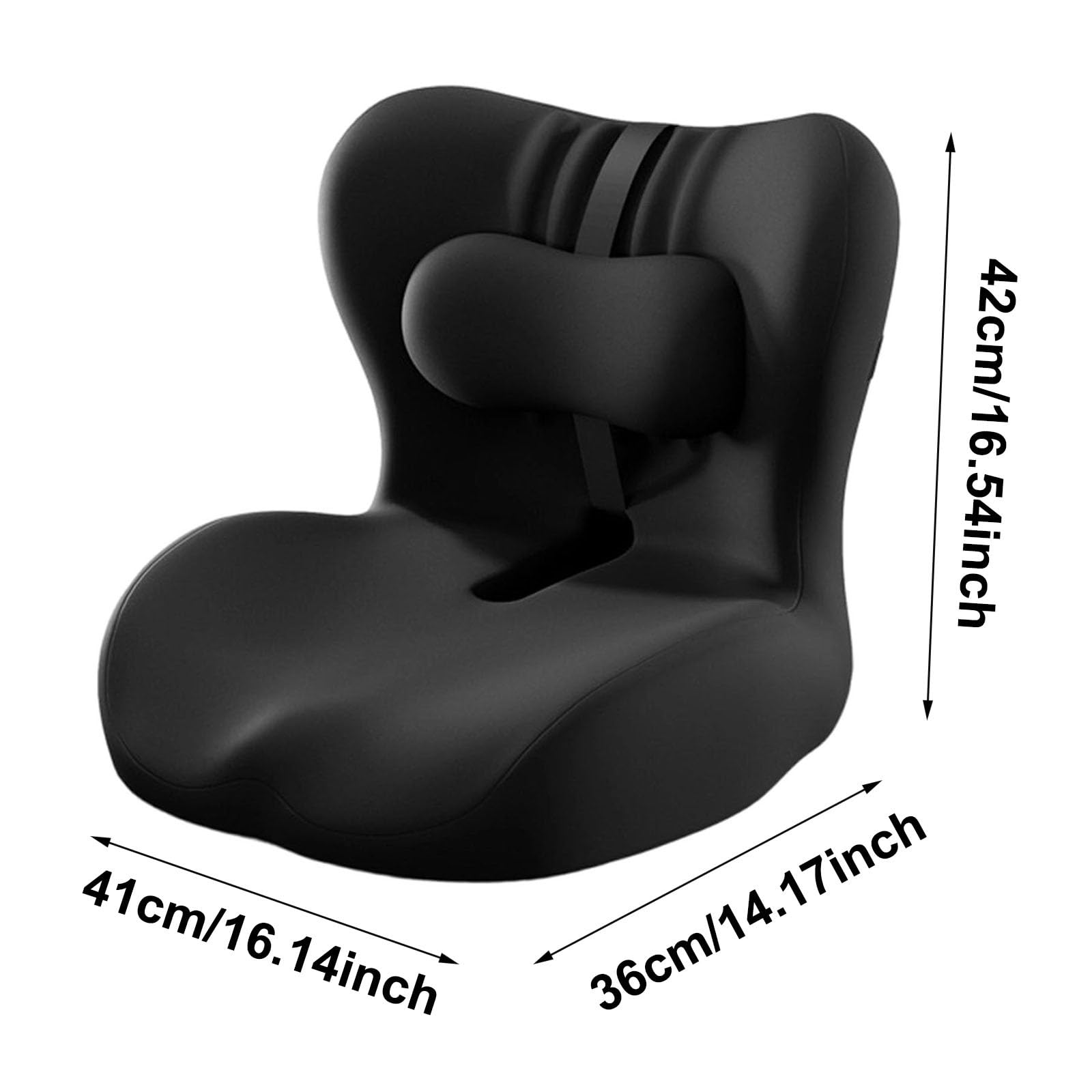 Generisch Cuscino integrato in memory foam a forma di L con supporto lombare, cuscino ortopedico per sedia da ufficio, schienale ergonomico per casa, auto, sedie a rotelle e sedie da ufficio (nero)