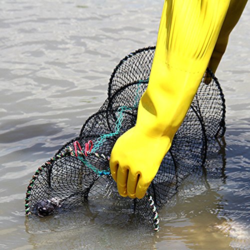 image for Pogah Folding Fish Trap Fishing Net - Collapsible Cast Mesh Landing Ba
