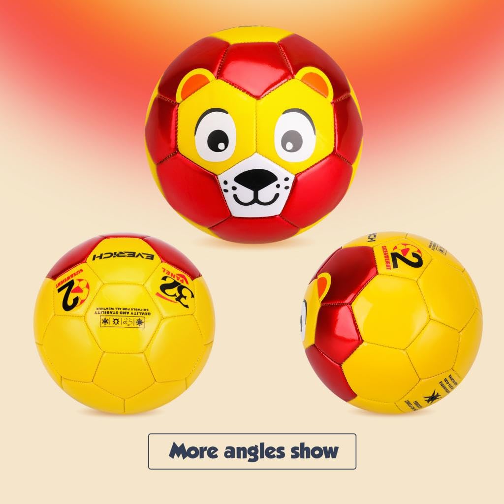 U&C Planet Pallone da calcio taglia 2 per bambini e bambini piccoli con pompa e rete – palla da giardino, regalo per ragazzi e ragazze (Leone)