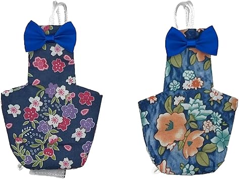 2 PCS Floral Parrot Diapers Bird Flight Suit Blue and Green Reusable Inner Layer for Parakeet Mini Macaw