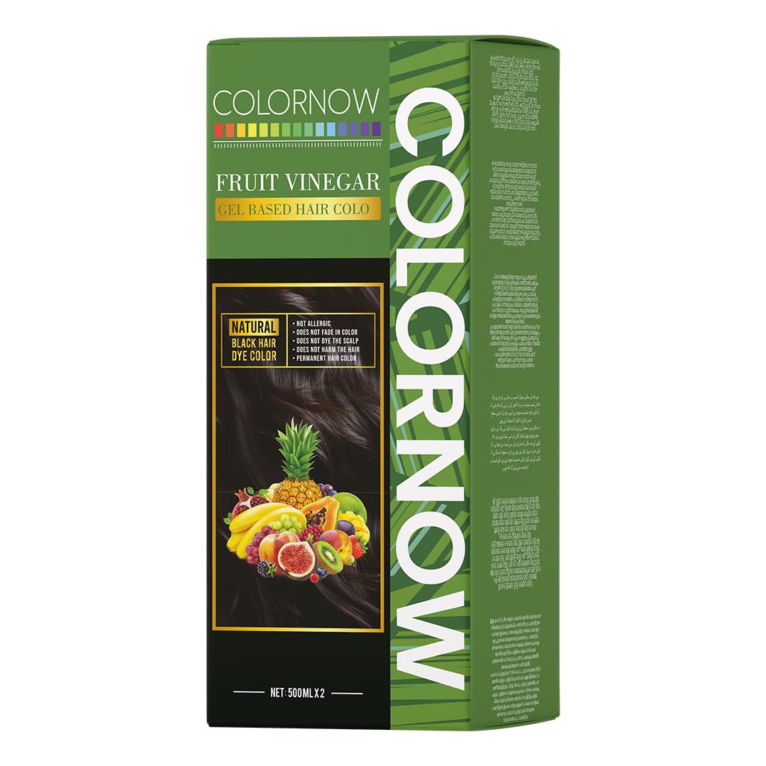 ColorNow Professional Fruit Vinegar Gel-Based Hair Color for Men & Women – Natural Black, 100% Grey Coverage,2 x 500ml-picture-21