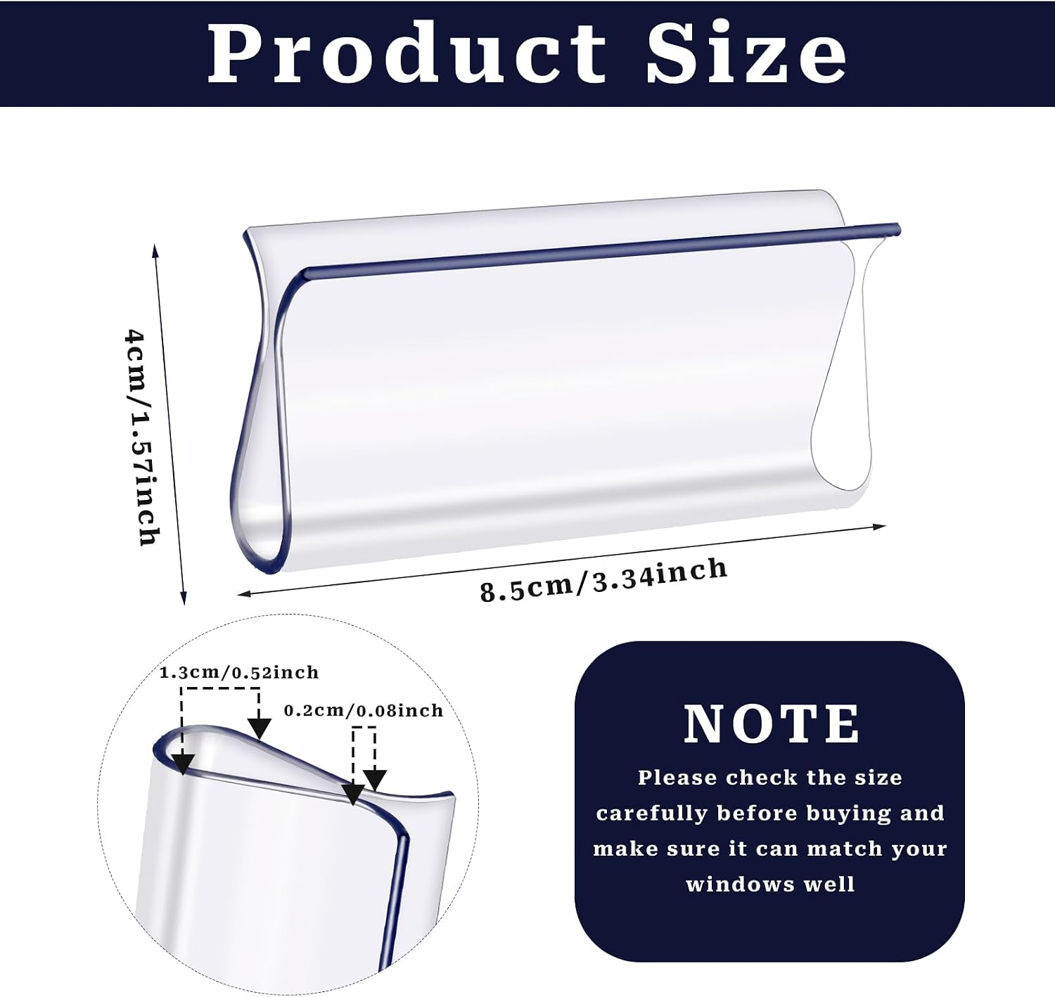 2 PCS Roller Window Shades Clear Plastic Hem Grip Window Shade for Roller Shades Pull Down Shades Blinds for Windows Home Accessories