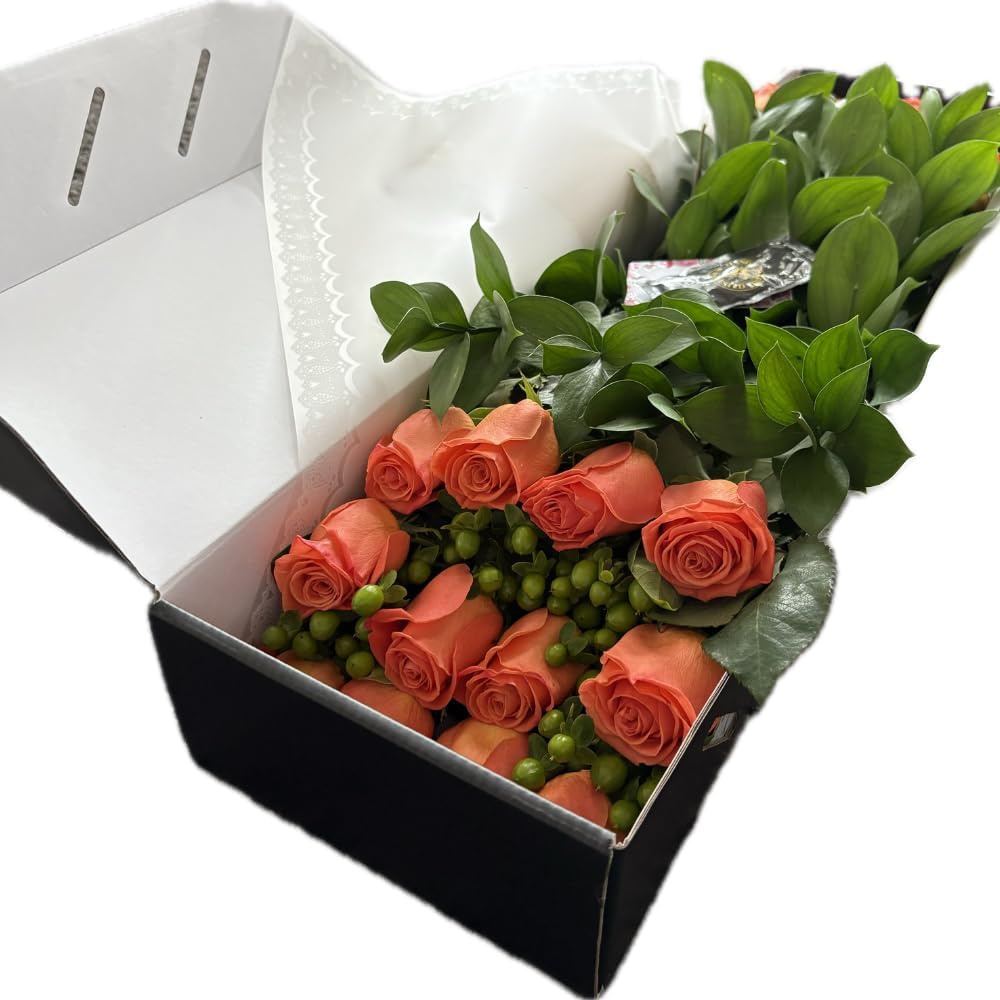Fresh Orange Roses in Personalized Gift Box – Bold, Vibrant Flowers for Birthdays, Thanks, or Autumn Occasions