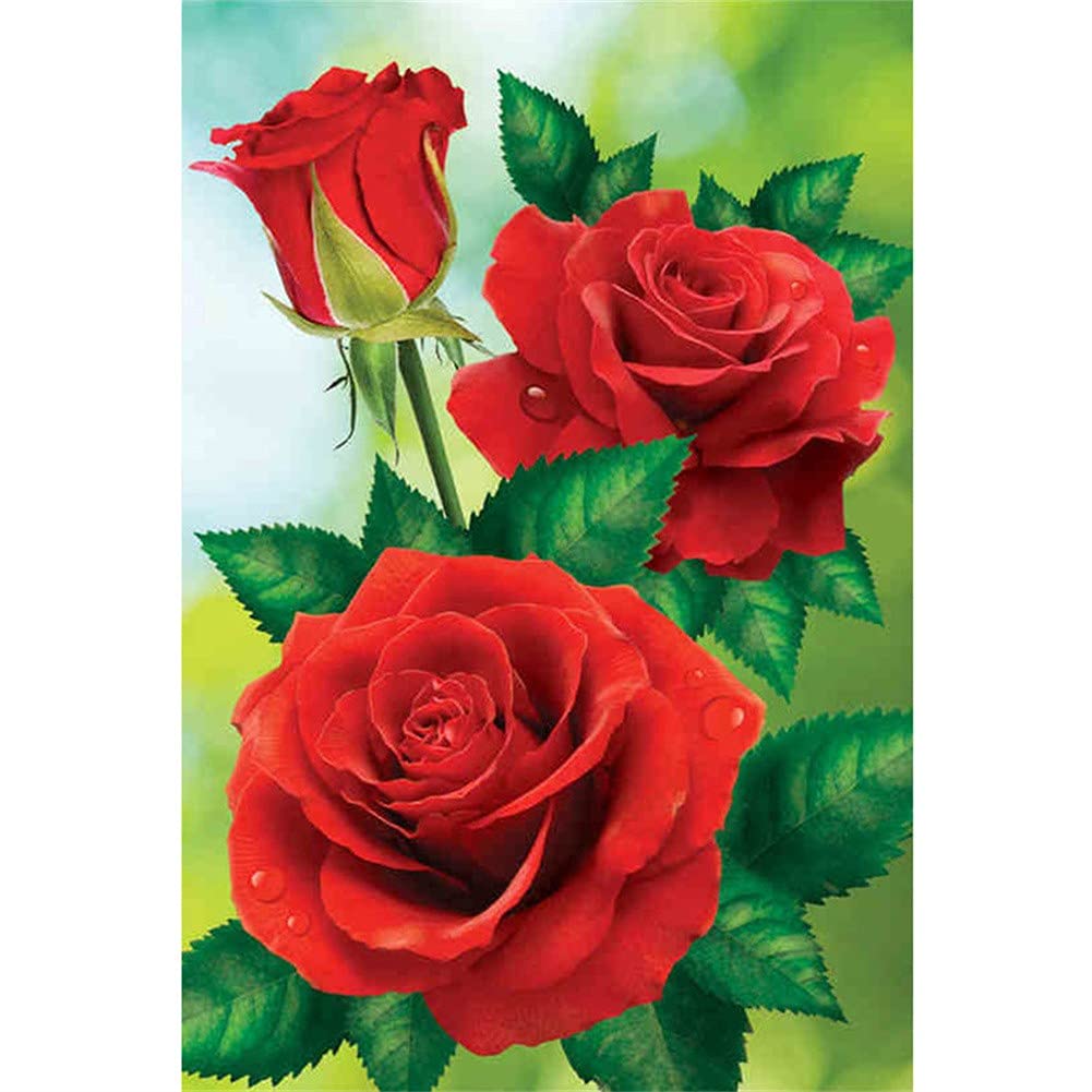 Kit broderie diamant 5d rose rouge grand format 50x100cm : cadeau créatif et fait main idéal