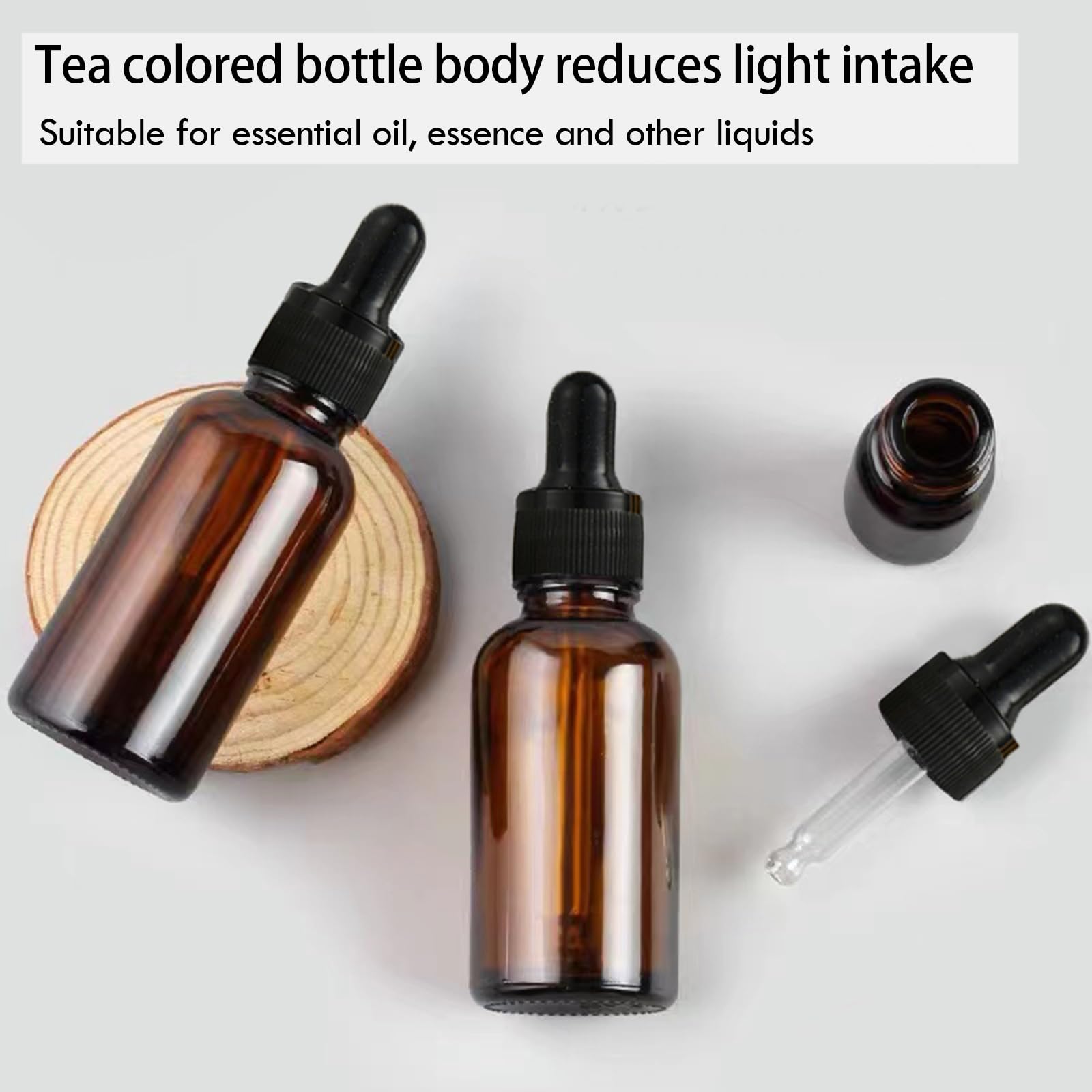 24 PCS Bottiglie con Contagocce in Vetro di Qualità Flaconi Vuoti in Vetro Ambrato da 5 ml per Oli Essenziali e Profumi