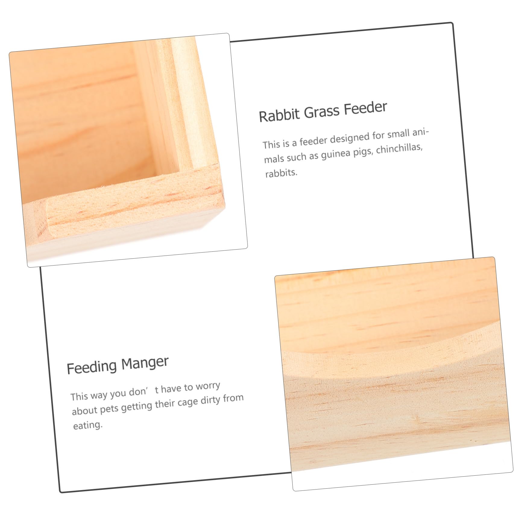 Holz Futterkrippe Futtertrog für Kaninchen Meerschweinchen Grasständer als Futterspender und Napf für Kleintiere Draußen