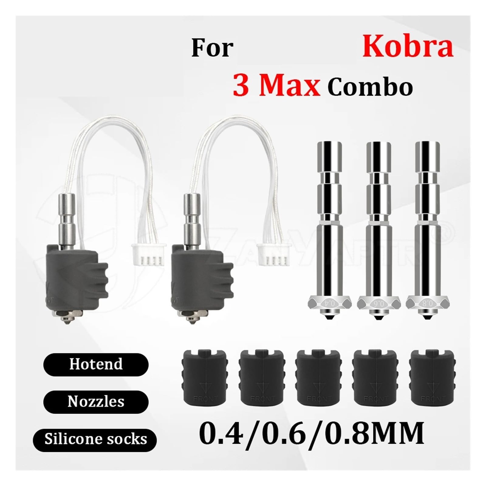 Compatible con Anycubic, kit de hotend cerámico for Kobra 3 Max | Termistor de acero endurecido integrado, for Kobra 3 Max, duradero y preciso(Mix nozzle)