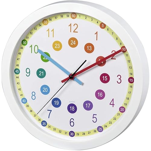 Hama Easy Learning AA Wall Clock, Multi-Colour, White, Plastic, Glass, 455 g, 30 cm