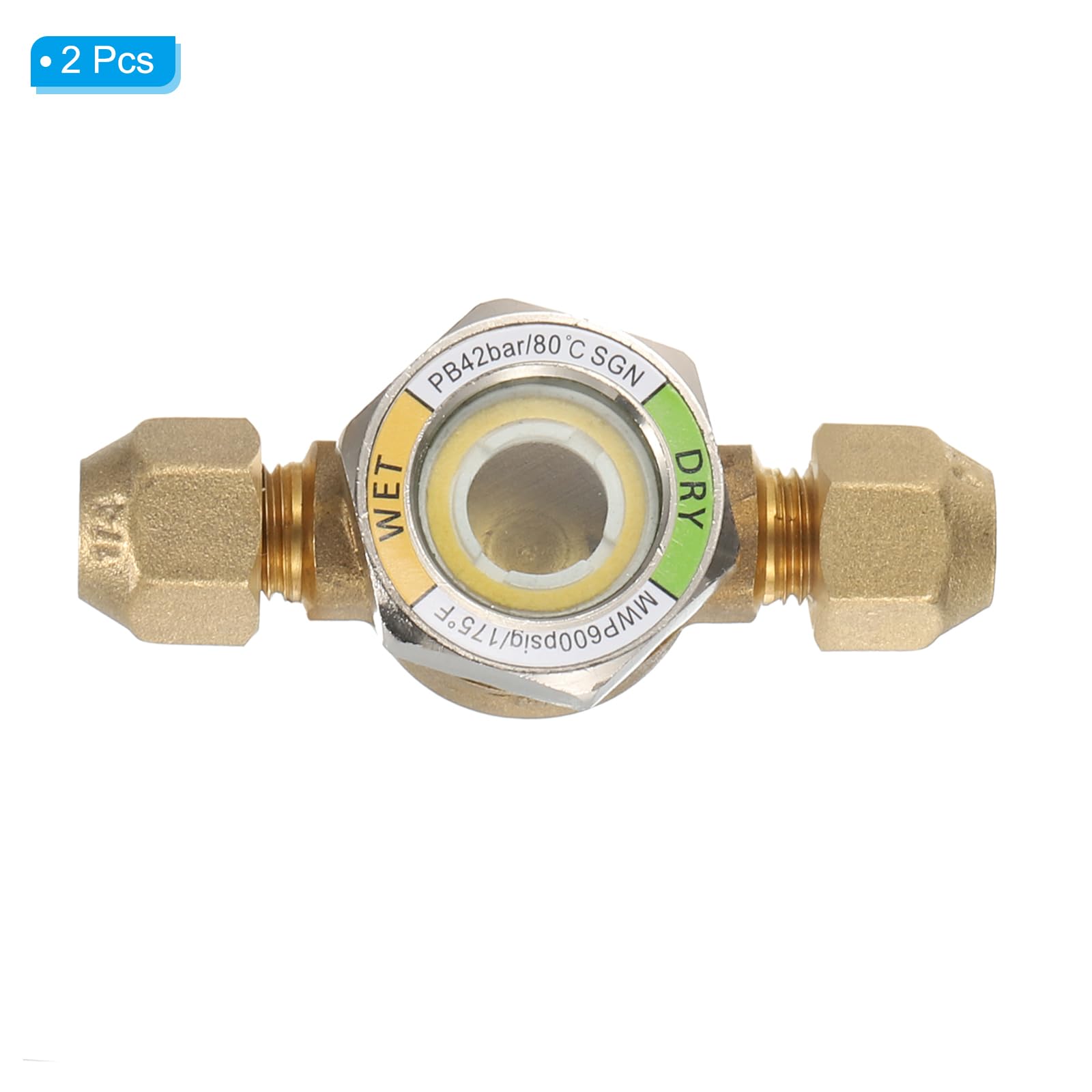 PATIKIL Sight Glass, 2Pcs 1/4 x 1/4 SAE Universal Liquid Moisture Indicator for Air Conditioning HVAC Refrigeration - Image 3