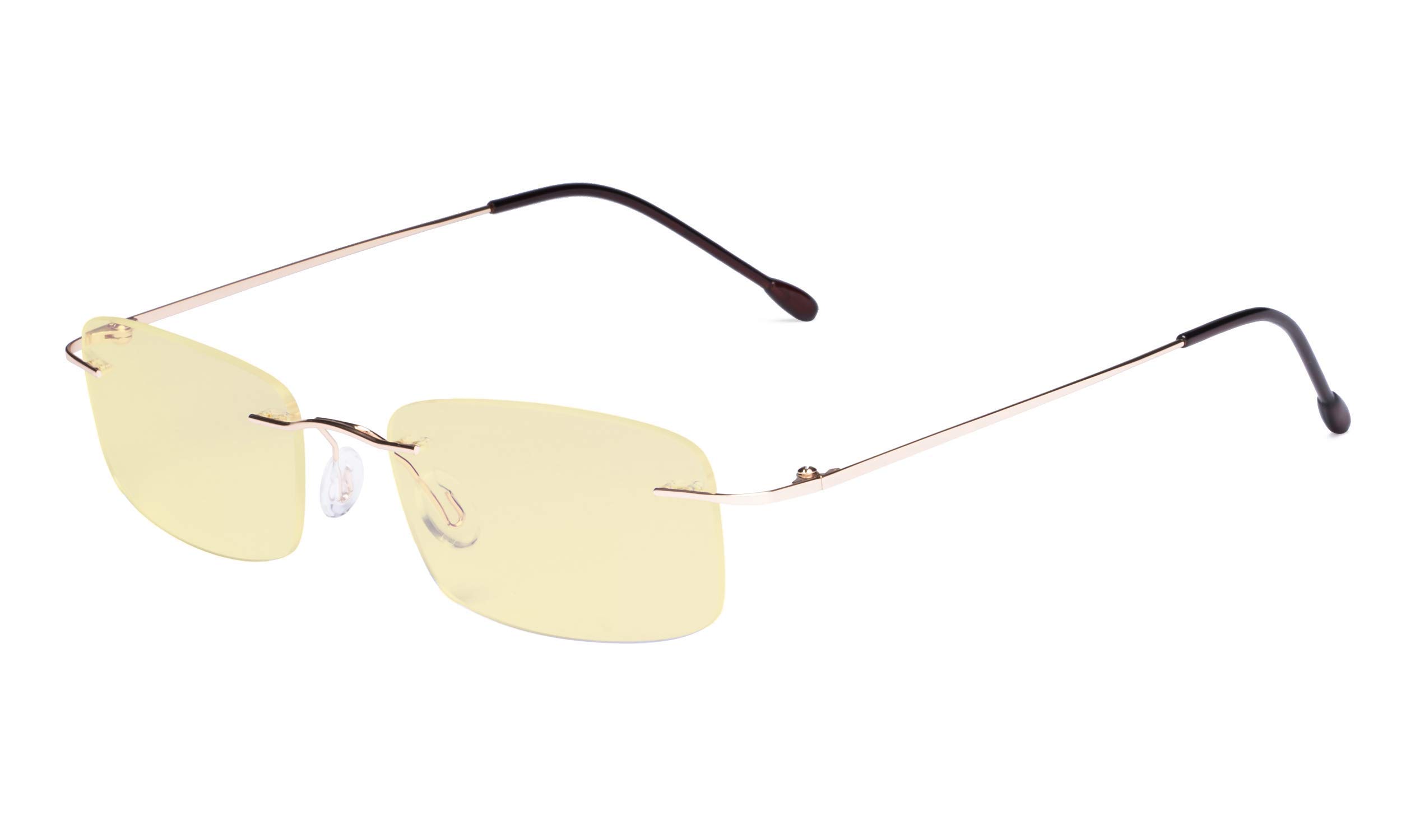 Eyekepper Titanium Rimless Orange Tinted Lenses Computer Reading Glasses Readers Men Women