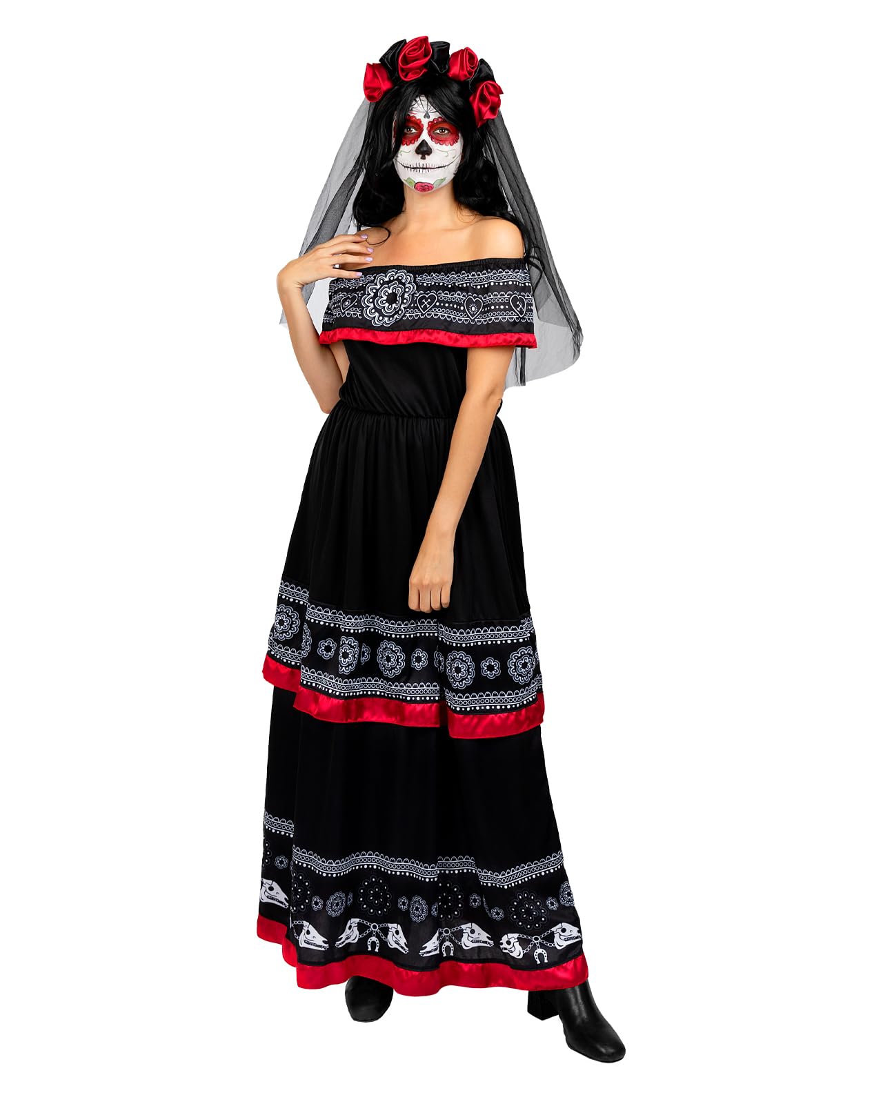 Oeeo Costume D'Halloween Pour Femme Dia De Los Muertos