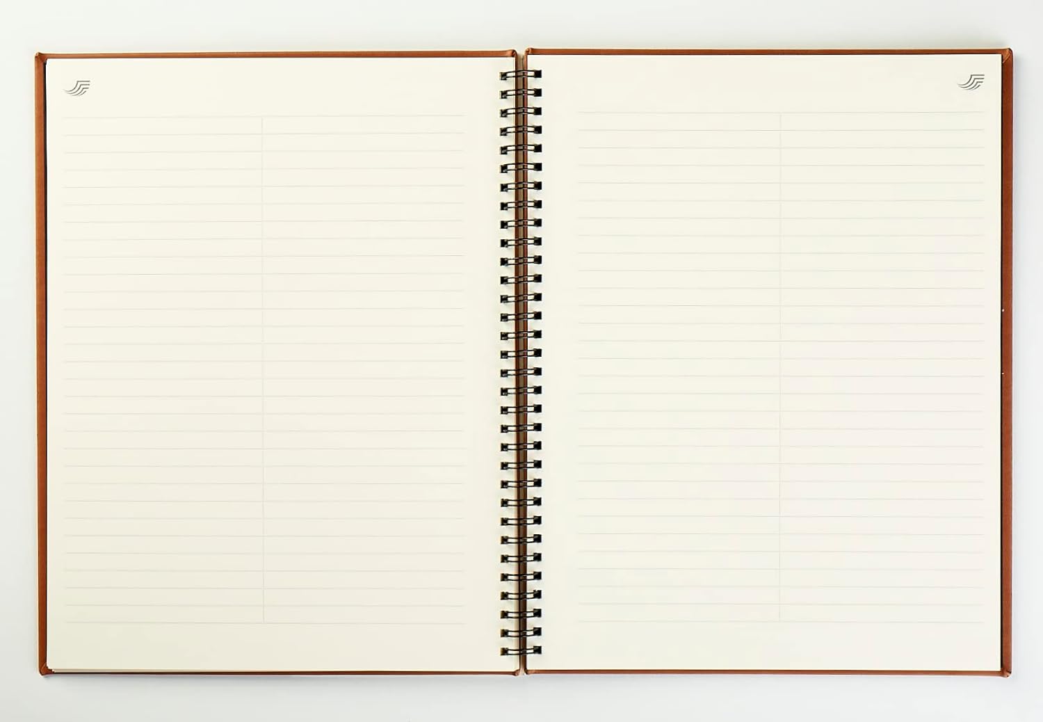 Selarde All Purpose Thermo Leather Hard Cover Notebook, 64 sheets/128 pages with Mid-Page Divider Line, 8.5 x 11 inches, 90 gsm paper, Twin-wire binding (Brown)