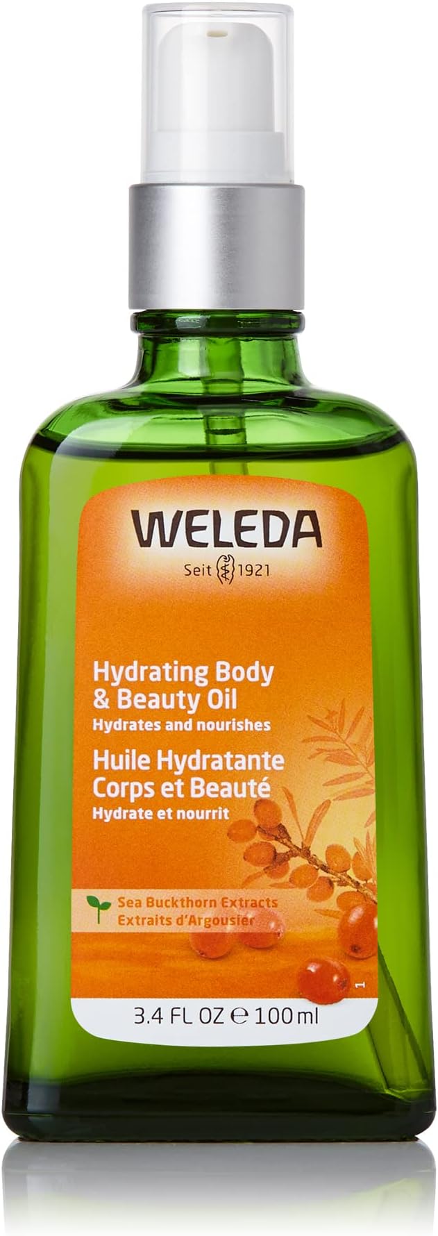 WELEDA Bio Sanddorn Vitalisierendes Pflege-Öl, Naturkosmetik Körperöl für die intensive Pflege von trockener Haut, Body Öl für spürbare Glätte und Erholung der Haut (1 x 100 ml)