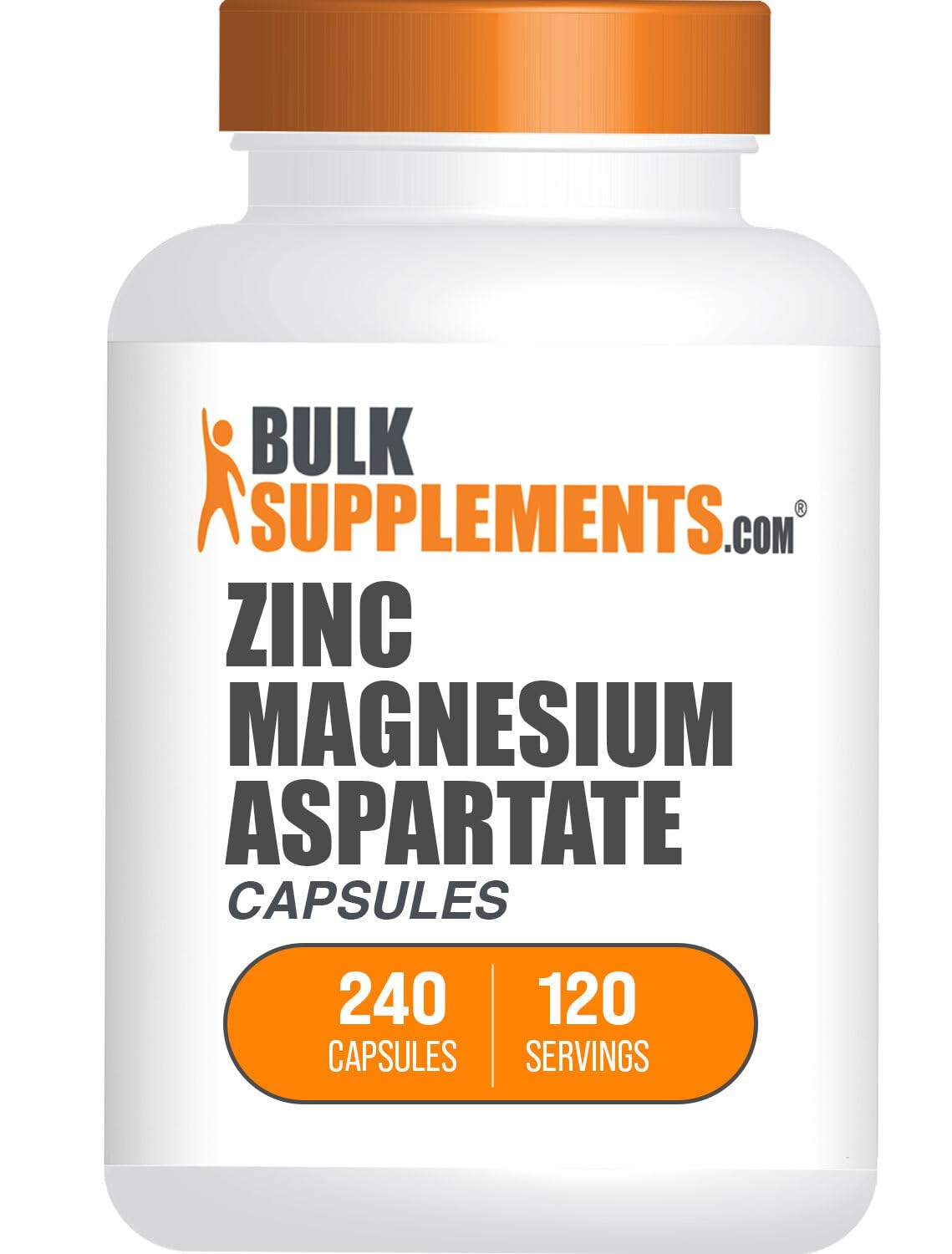 BulkSupplements.com Zinc Magnesium Aspartate Capsules - Gluten Free, 2 Capsules per Serving, 240 Count (Pack of 1)