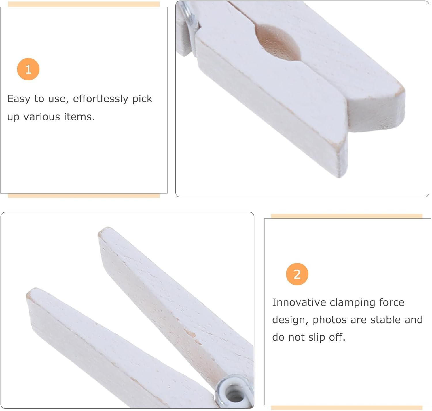 100pcs Small Clothes Pin: Mini Clothespins - Mini Photos Peg - Wooden Bag Clip for Picture Crafts Hanging Baby Shower Display Artwork White