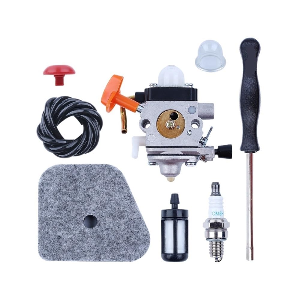 Kit de filtro de aire y línea de combustible compatible with carburador compatible con modelos FS87, FS90, FS100, FS110 y HT100, con destornillador compatible with bujías.