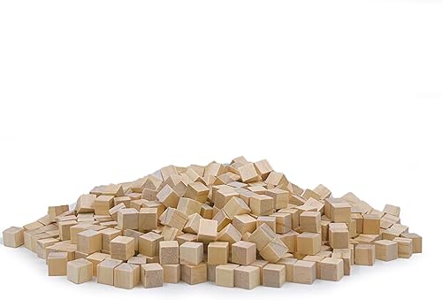 Miniatura 3 de Cubos de madera para manualidades, bloques de madera de 0.4 in, 300 bloques de madera natural, manualidades de madera sin terminar, bloques