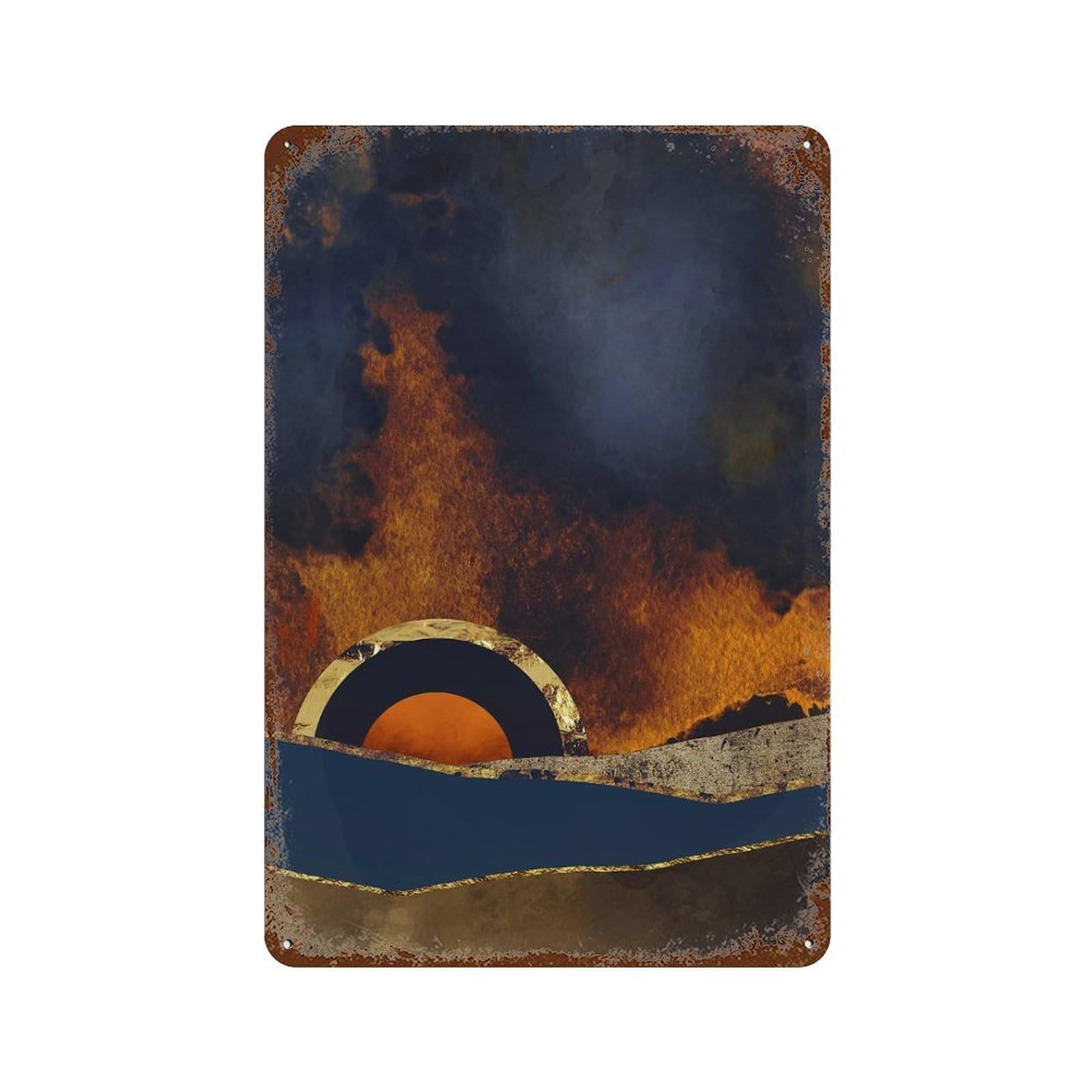 Rust Effect Before The Storm Aged Metal Wall Plaque 11.8"x7.9", Classic Wall Plaque for Basement, Hobby Room And Garage Decor