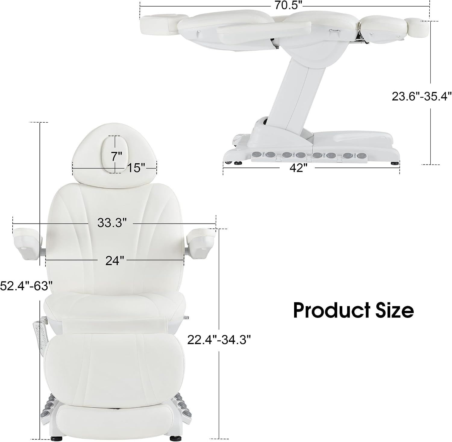 BarberPub Full Electrical 4 Motor Facial Beauty Bed with Hand/Foot Control, Leather Massage Bed, Procedure Spa Chair, 400 lbs Capacity, 3 Preset Positions 2119 (White)