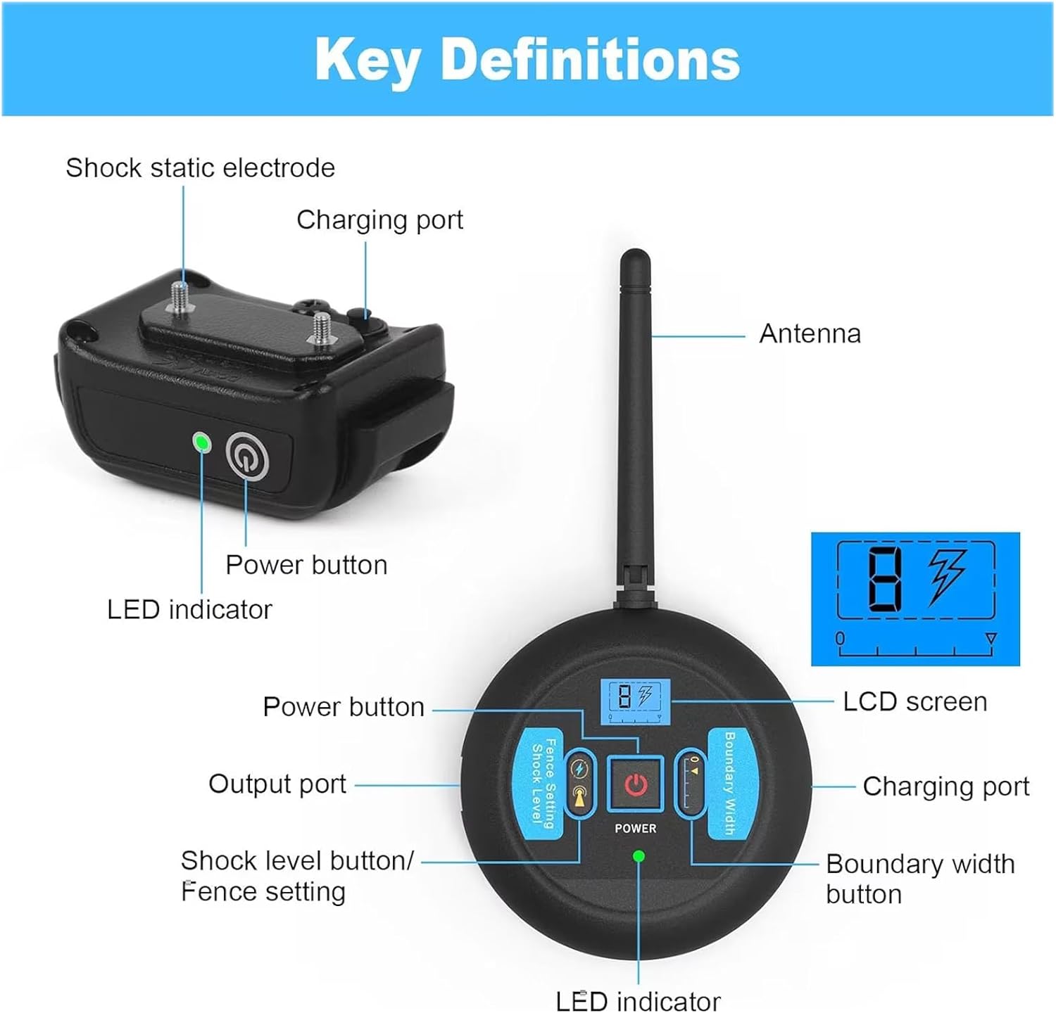Wireless Dog Fence Electric Training Collar 2-in-1, Safe Effective Vibrate/Shock Dog Fence, Adjustable Range, Waterproof Collar, Tone / Static Correction, Dog Boundary Containment System,for2dogs