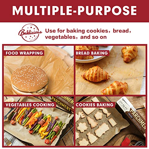 Baklicious 205 SQ FT parchment paper roll for baking 15 in x 164 ft Unbleached Parchment Paper roll, Use for Cooking, Grilling, Steaming - Thumbnail 3