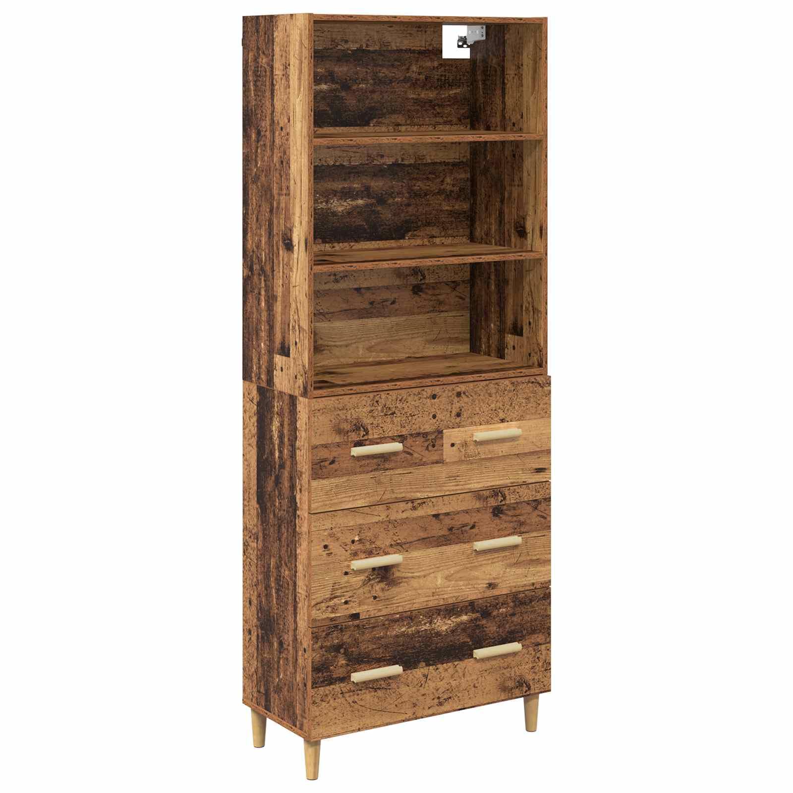 vidaXL Highboard Old Wood 69.5 x 32.5 x 180 cm Engineered Wood, Living Room Storage, Rectangular Highboard, Modern Furniture, Indoor Cabinet, Chic Organization Solution, Contemporary Design