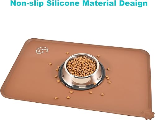 Miniatura 5 de Juqiboom Tapete de silicona impermeable para alimentación de perros y gatos, antideslizante, fácil de limpiar, mantel individual (24 x 16 pulgadas),