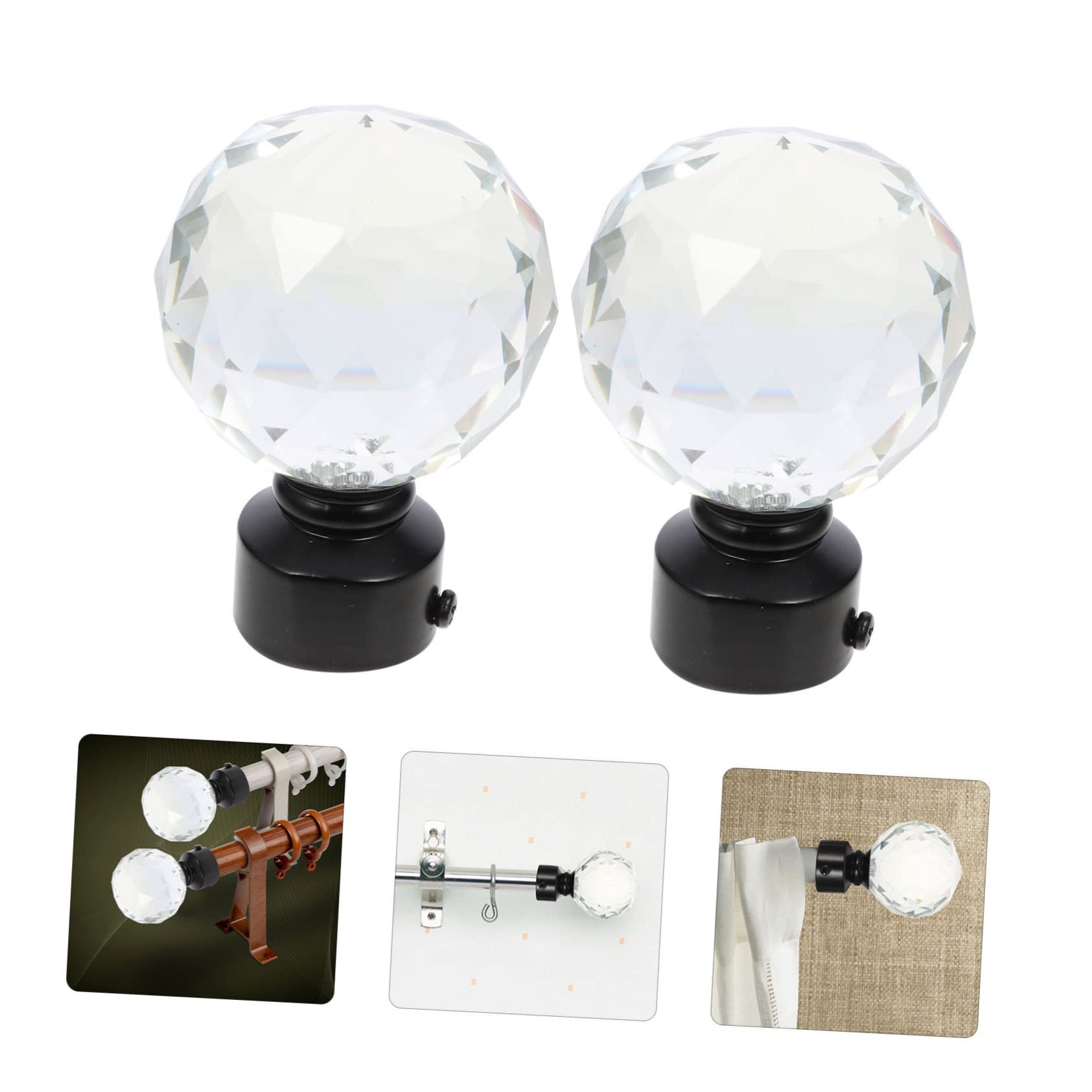 Toyvian Lot de 2 Embouts pour Tringle à Rideaux Noirs en Fer, Accessoires Décoratifs pour Tringles de Fenêtre, Finition Élégante pour Chambre et Salon