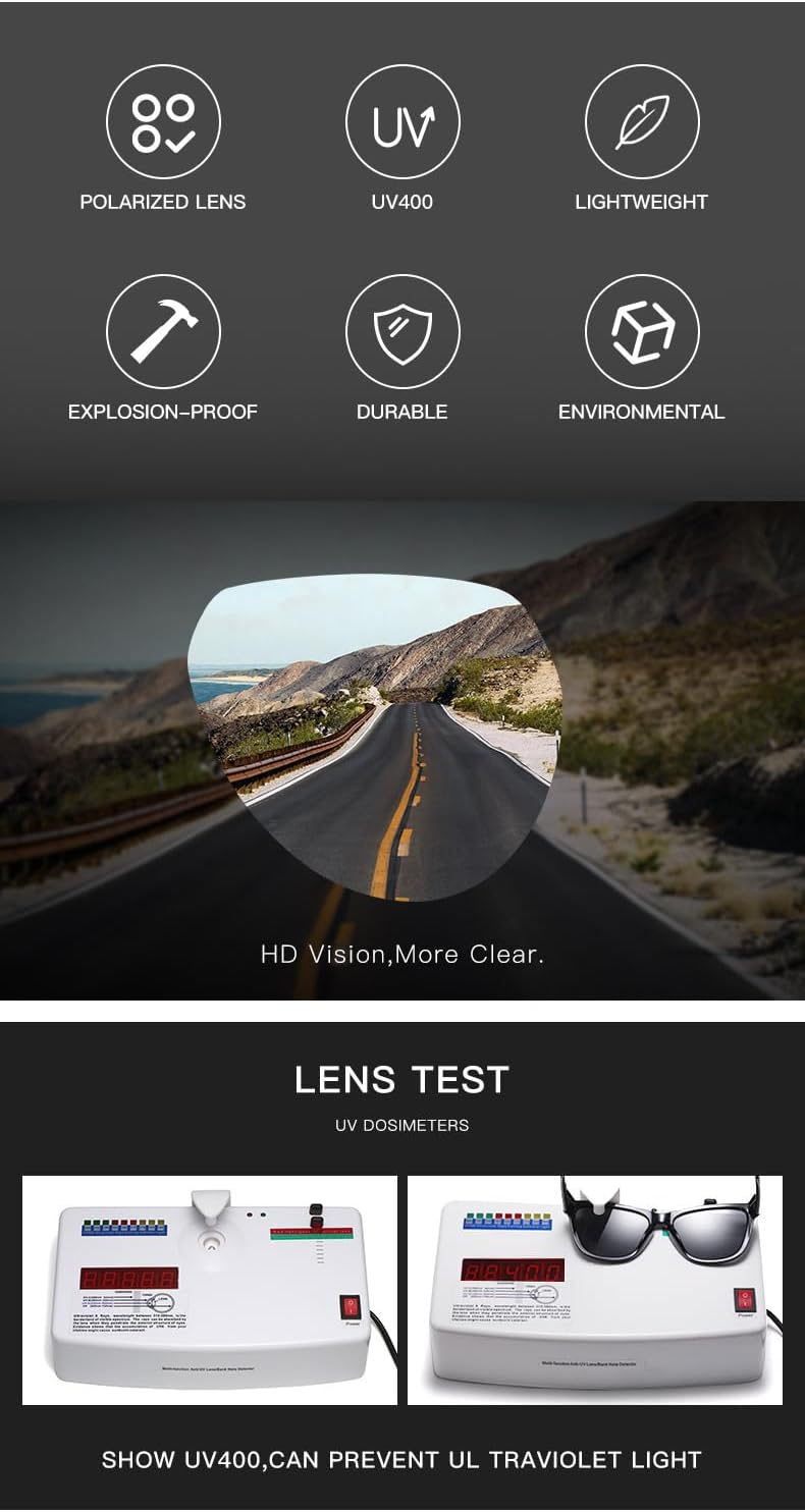 TAC Square Polarized Sunglasses for Men Lightweight TR90 Frame UV400 Protection Square Sun Glasses - Image 4