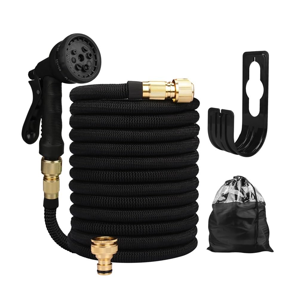 Garden Hose Water Gun with Water Hose for Cleaning Car and Watering Garden(75FT Black)
