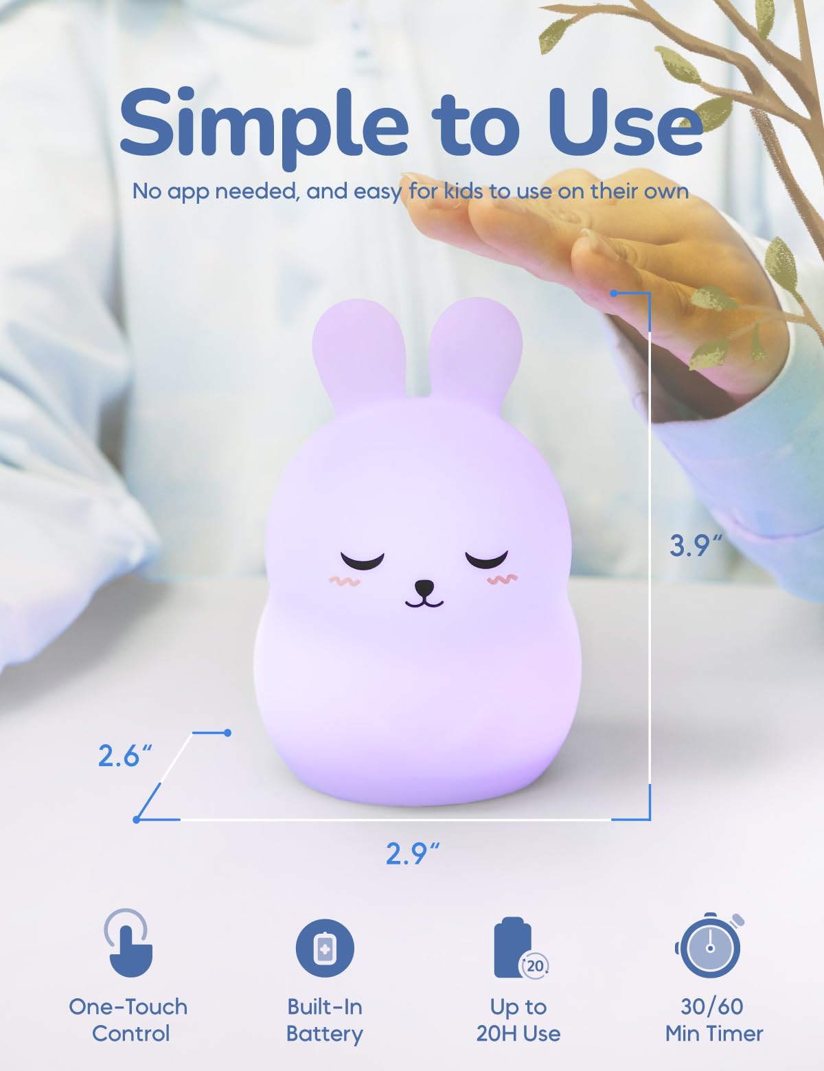 Breathing Pal Mini 'Bonnie' – Luce per respirare consapevolmente, meditazione visiva guidata, luce per respirazione, oggetti per alleviare l'ansia, per calmarsi, meditazione, aiuto per dormire, per