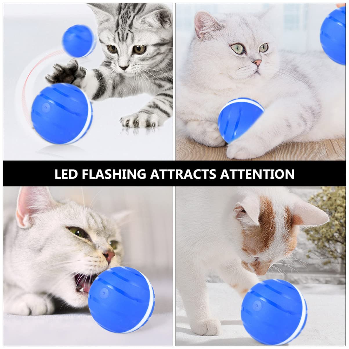 Happyyami Bola Interactiva Automática para Gatos Juguete De Mascota Recargable por USB Luz Parpadeante para Estimulación y Diversión De Gatos y Diseño Que La Atención De Mascota