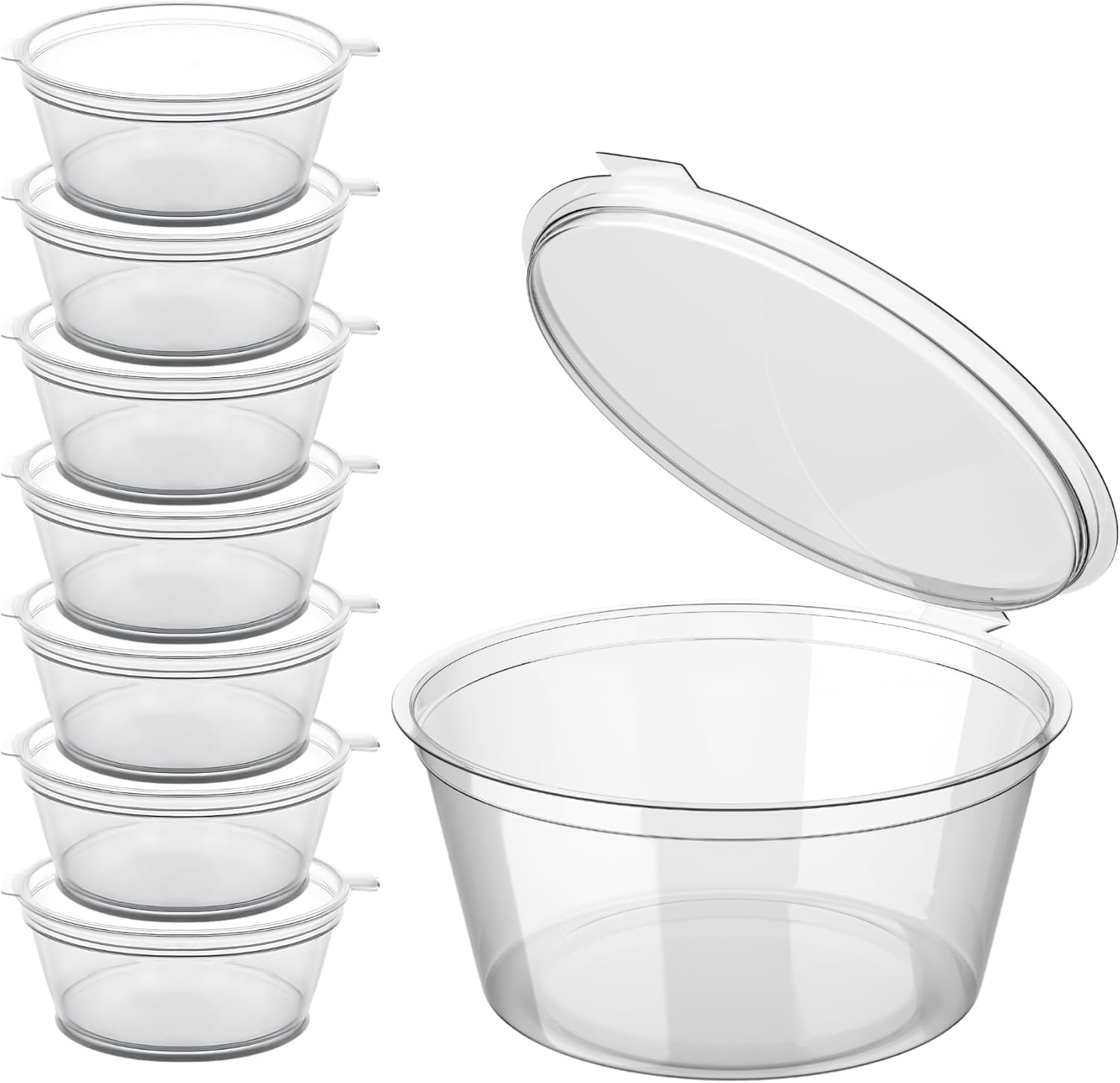 (1000 Pcs 1oz Clear Round Hinged Pots with Lids Portion Cups with Hinged Lids - Deli Pots, Perfect for Takeaways, Restaurants, Sauces, Ketchup, Food Storage Container