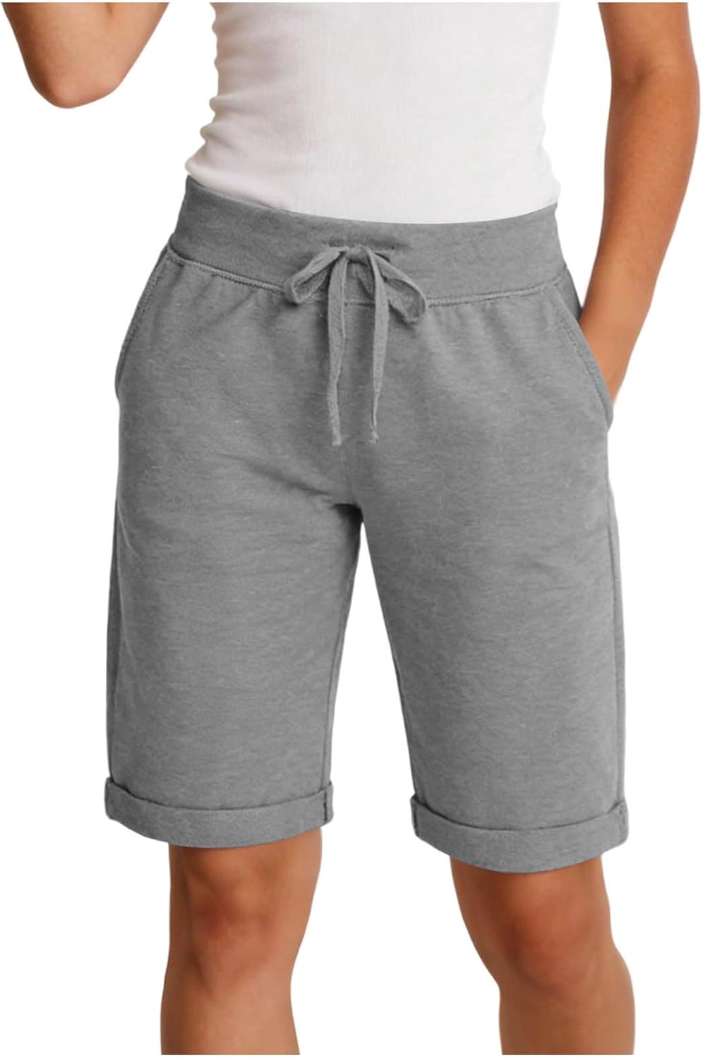Bermuda Shorts for Women Casual Summer Loose Fit Drawstring High Waisted Trendy Work Shorts with Pockets