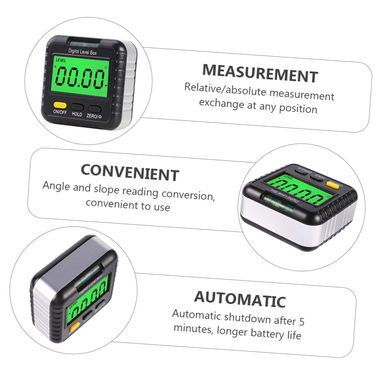 UKCOCO 2pezzi Digitale Magnetico Per Misurazione Angolare Strumento Compatto Per Rilevamento Inclinazioni Facile Da Usare e Portatile Con Funzione Di Spegnimento Automatico e Conversione