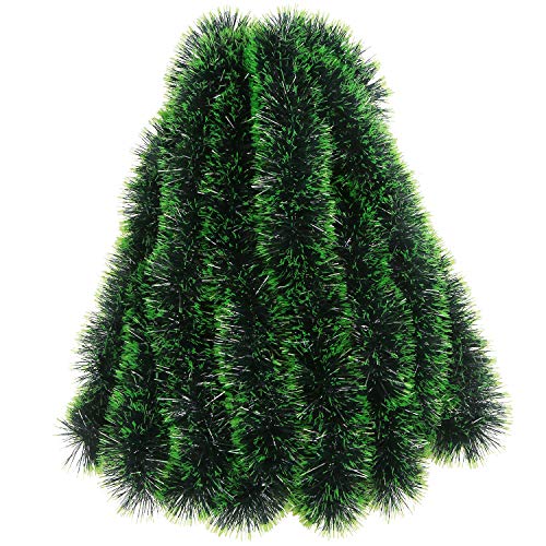 VEYLIN 10 Meter Green Christmas Tinsel Garland for Xmas Home Tree Dexorations