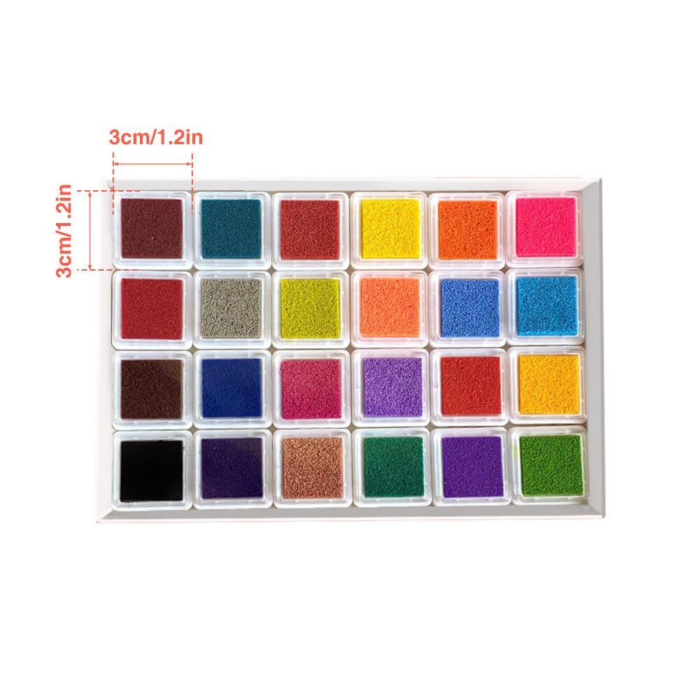 Craft Rainbow Ink Pads Washable Finger Ink Pad Set 24 Color Craft Ink Pad for Stamps Washable Craft Stamp Pad DIY Color for Rubber Stamps, Paper DIY Photo Albums Painting Tool