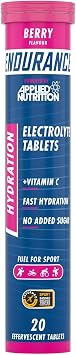 Applied Nutrition Endurance Hydration Electrolyte Tablets - 400mg Electrolytes per Serving   20 Effervescent Tablets, Sugar Free, Low Calorie, Added Vitamin C Boost Performance   Berry