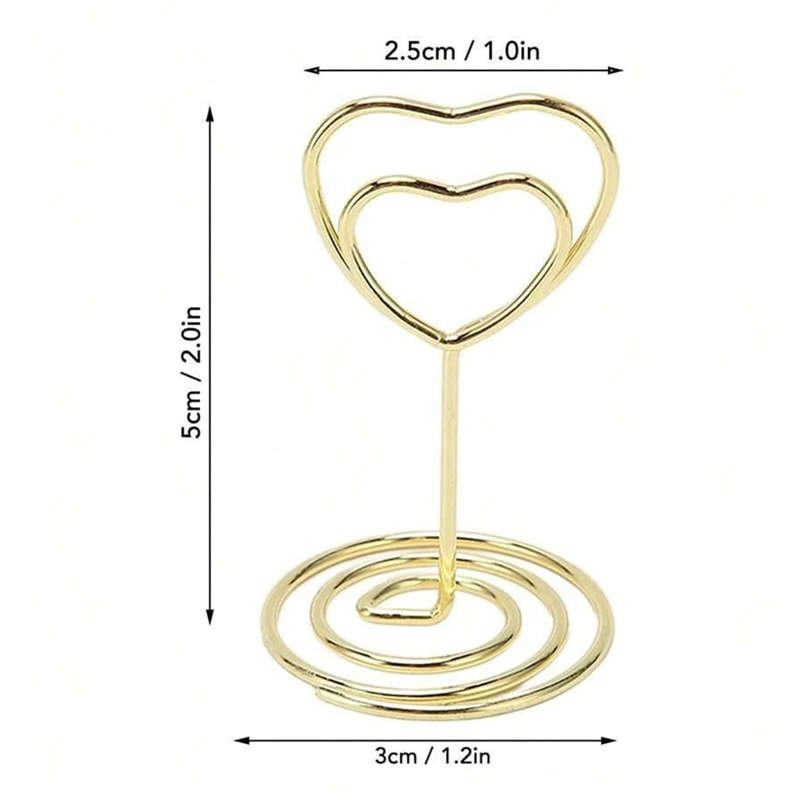 Mini-Tischkartenhalter, 10–50 Stück, Tischnummernhalter for Hochzeiten, herzförmig, Tischschild, Bild, Fotohalter Für Hochzeitsfeiern(Gold 50pcs)