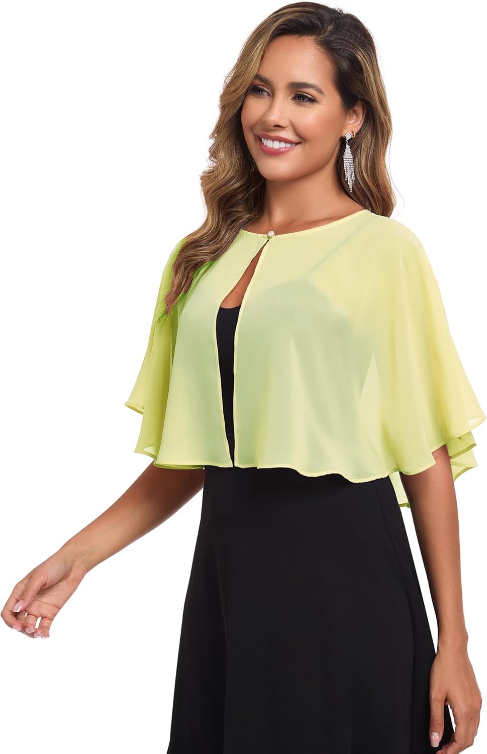 Women's Soft Chiffon Capelets Shawls and Wraps for Evening Wedding Cape Bole Cover Up